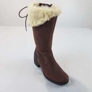 Merrell Brunette Boots Womens Size 7.5 Brown Faux Fur Mid Calf Zip Winter Snow